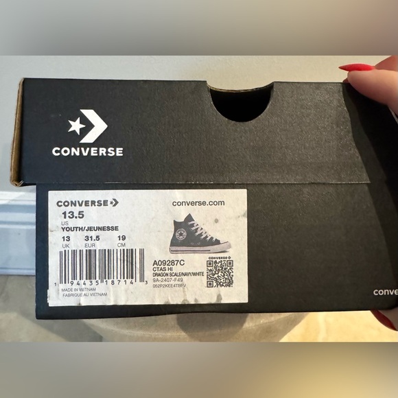 BNIB Converse Kids High-Top Sneakers - Black and Green Plaid (13.5 US) - Picture 5 of 5